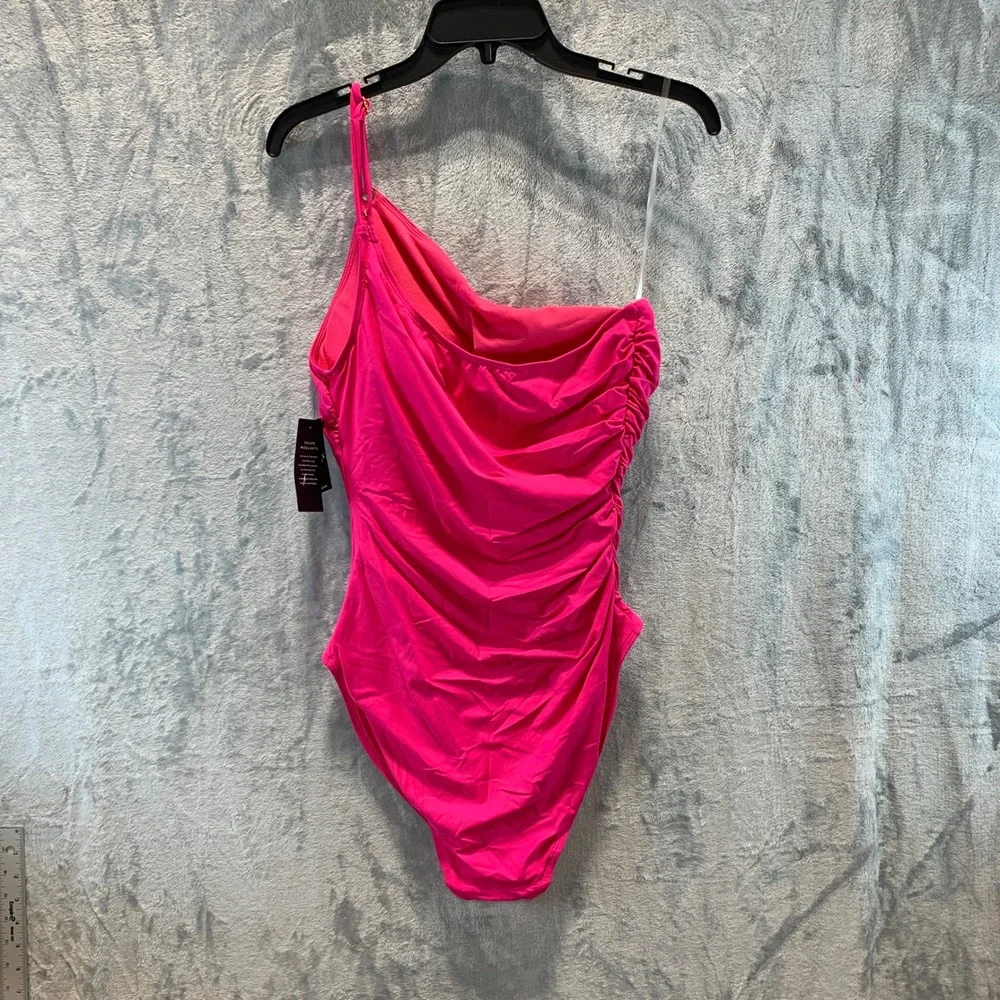 Lauren Ralph Lauren Pink One-Shoulder Ruched One-Piece Swimsuit 14 20201004